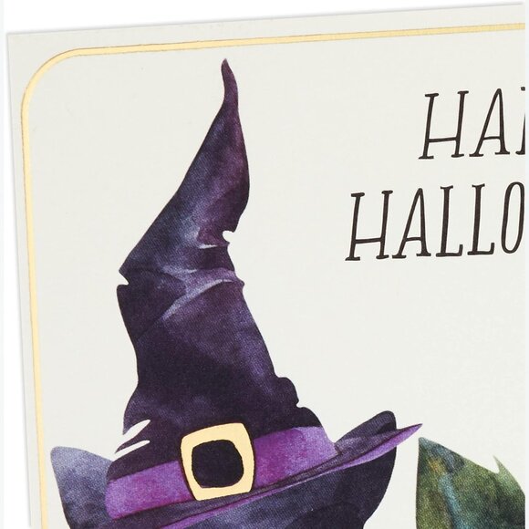 NEW Halloween Hallmark Cat in Witch Hat Orange Pumpkins 6 Cards with Envelopes - Picture 3 of 7